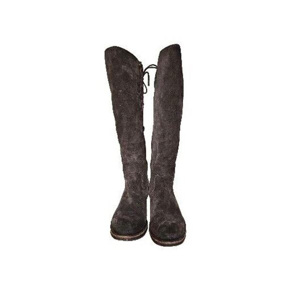 Aqua Sofft Sharnell Brown Suede Knee High Boots Lace Up Zip Water Resist. Sz 7M - Picture 5 of 8